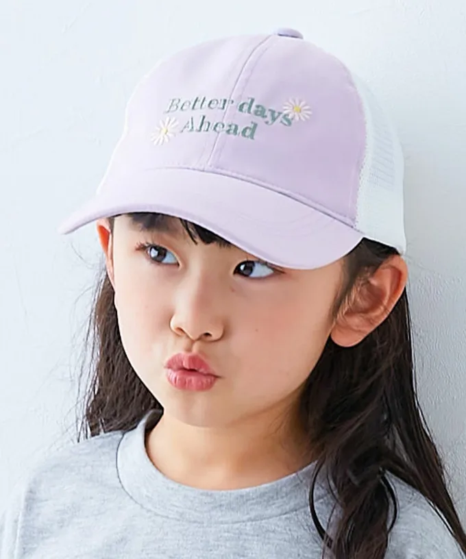 日本 devirock - 透氣網眼休閒卡車帽(可親子裝)-小花-紫羅蘭