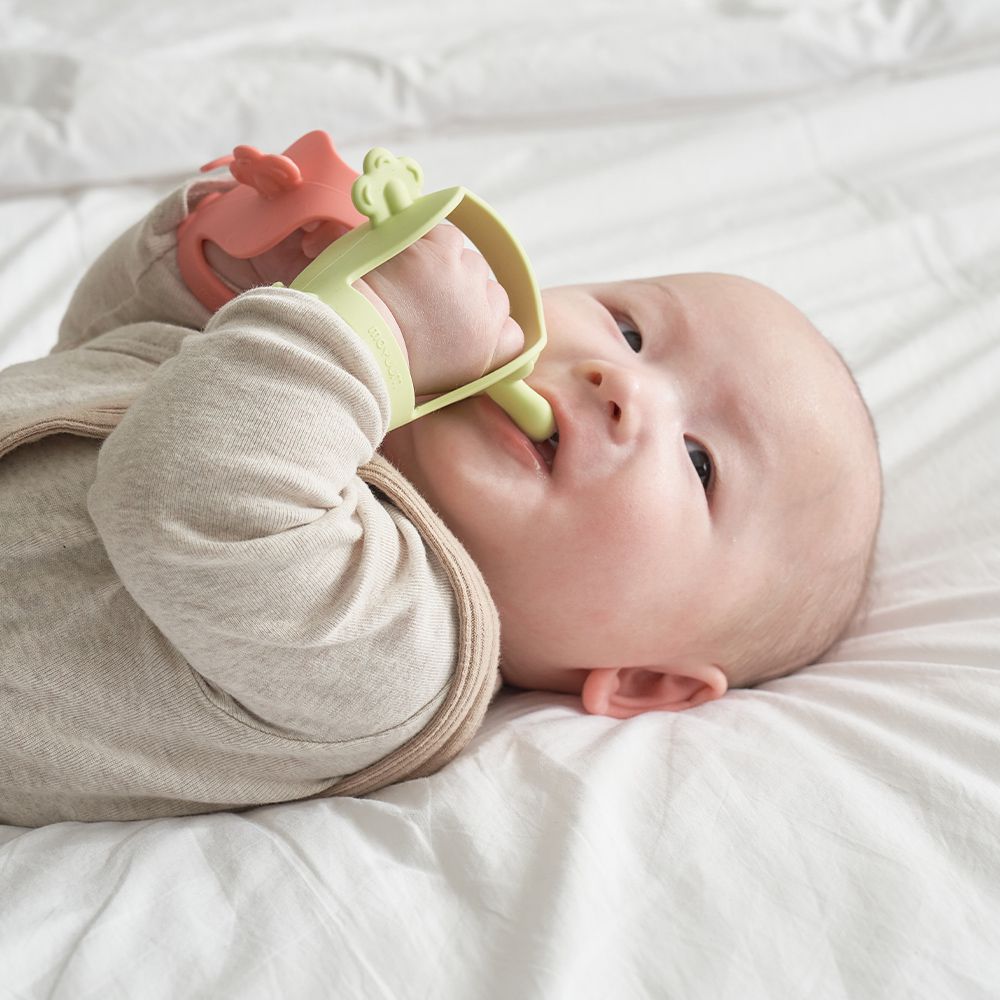 白金矽膠手環固齒器收納組-拇指羊-珊瑚紅