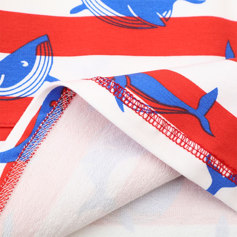 Jumping meters - 連帽棉質長袖連身大學T-遨遊藍鯨-紅+白