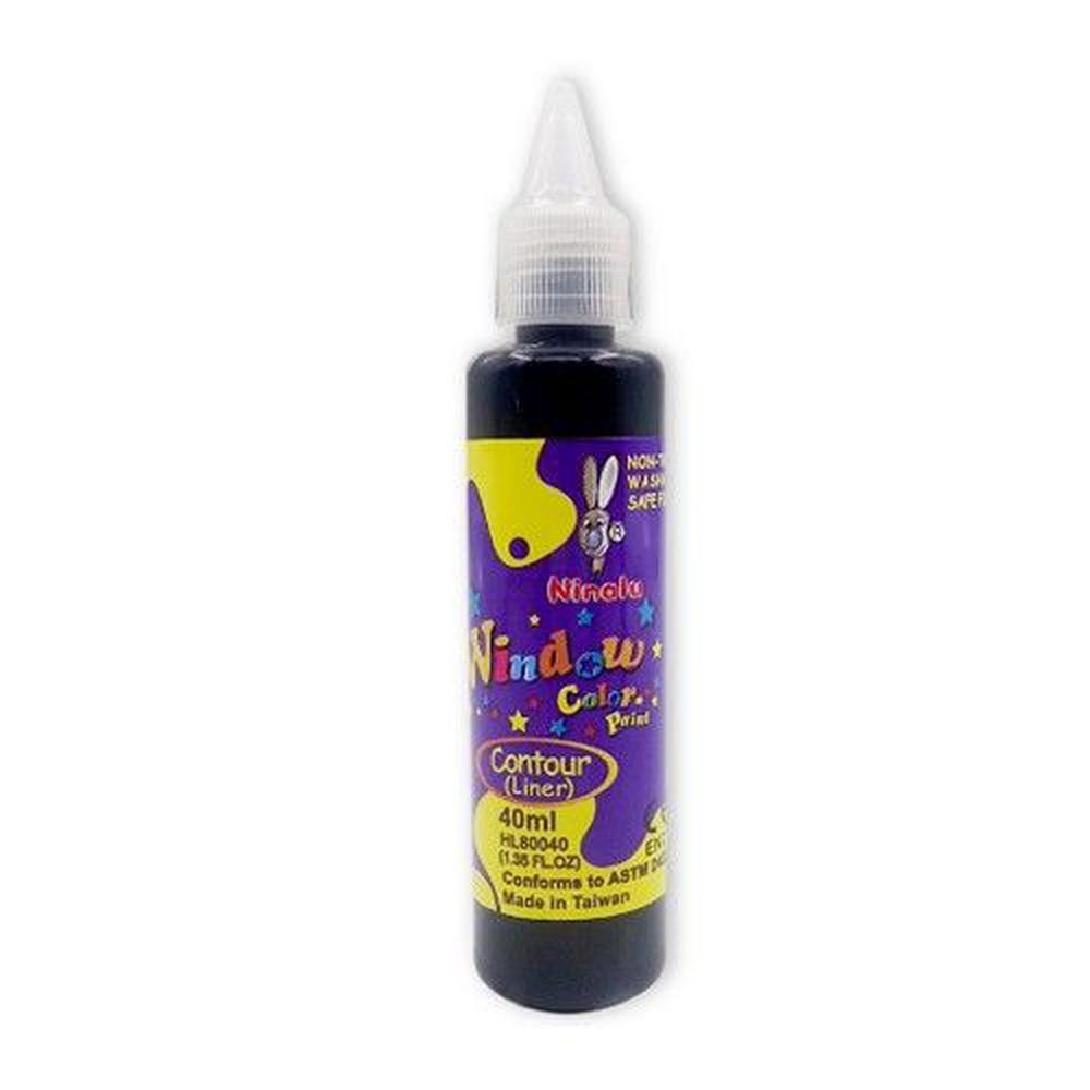 愛玩色創意館 - 彩繪玻璃貼單支圖框顏料-黑色-40ml