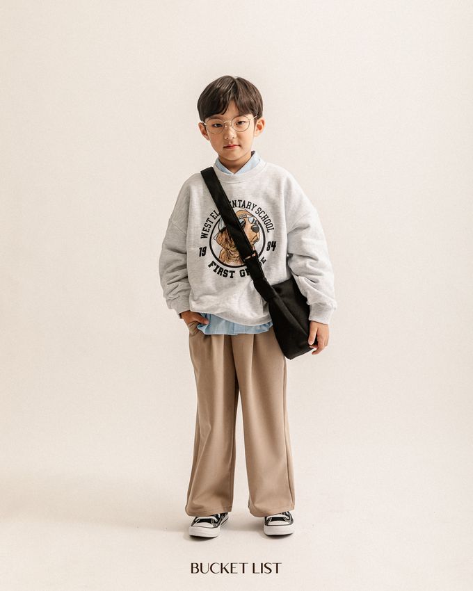 韓國 BUCKET LIST - 鬆緊腰休閒寬鬆長褲-卡其