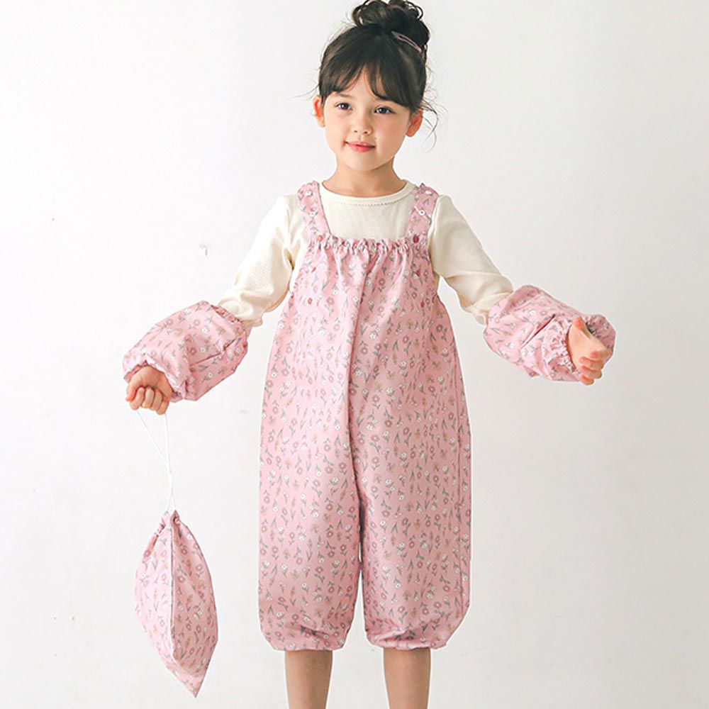 日本 ZOOLAND - 可愛防水遊戲服/玩沙衣-花卉-粉紅 (80-110cm)