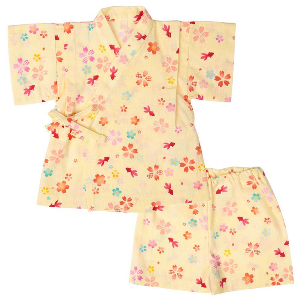 兩件式甚平-金魚-黃色-日本製