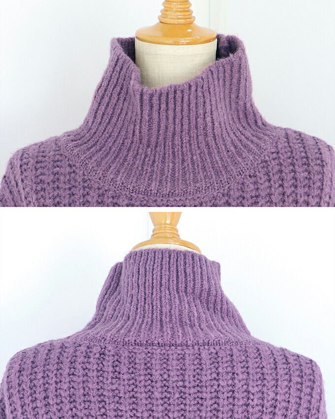 日本 BLUE EAST - 高領麻花編泡泡袖短版毛衣-象牙杏