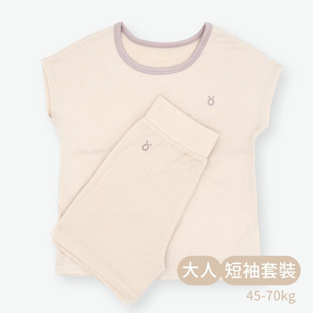 輕柔感短袖套裝(大人)-米色