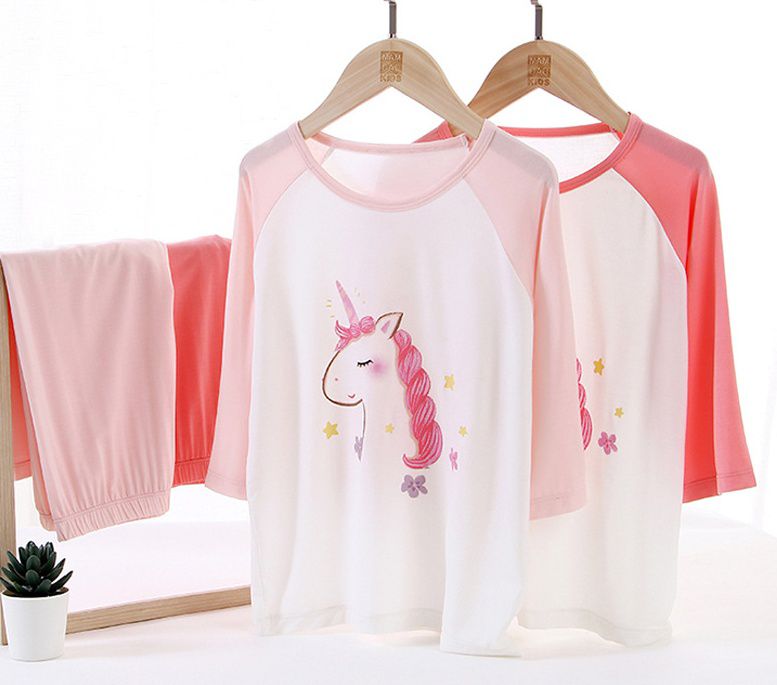 MAMDADKIDS - 莫代爾七分袖套裝/家居服-浪漫獨角獸-粉紅色