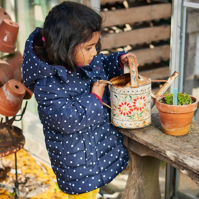 英國 JoJo Maman BeBe - 鋪棉蓬鬆保暖刷毛外套-水玉點點