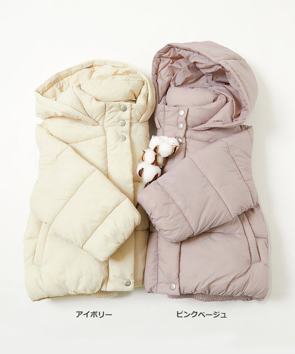 日本 devirock - 輕量保暖連帽鋪綿外套-奶油杏