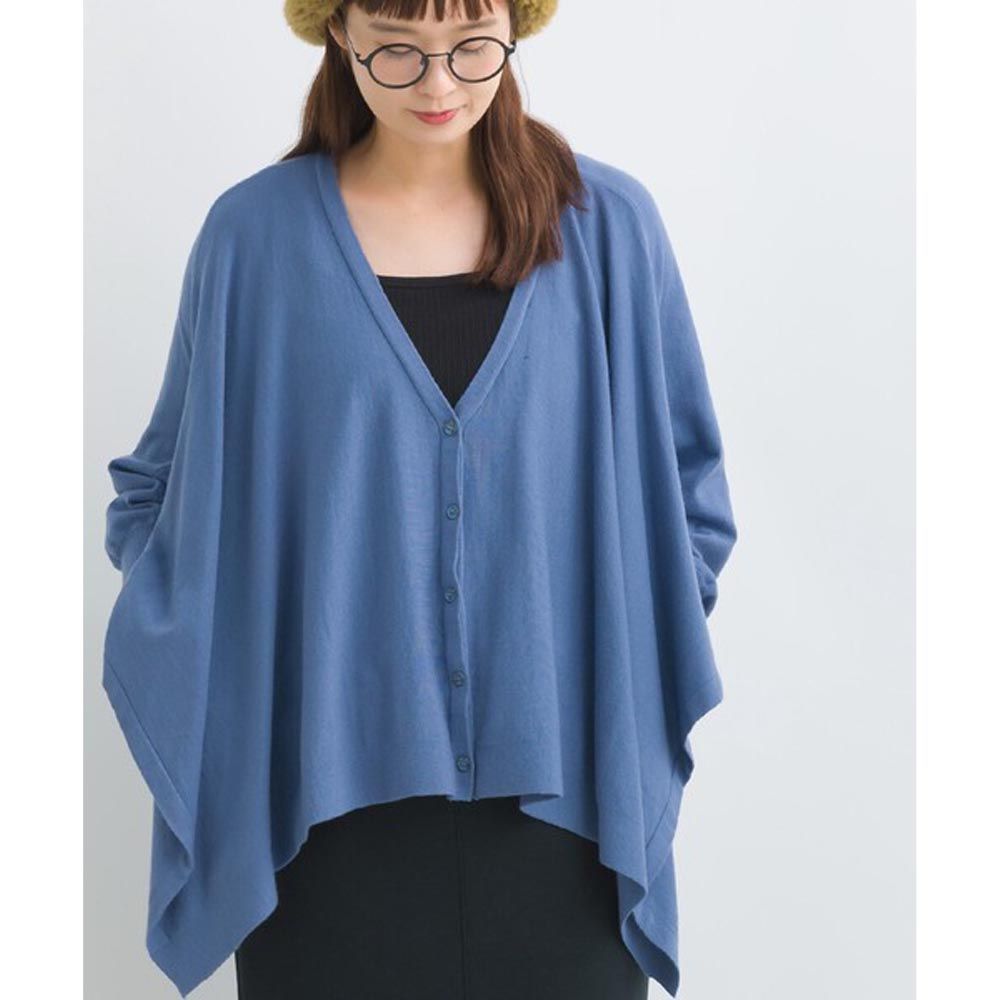 日本女裝代購 - [經典定番]率性不規則大V開襟衫-藍