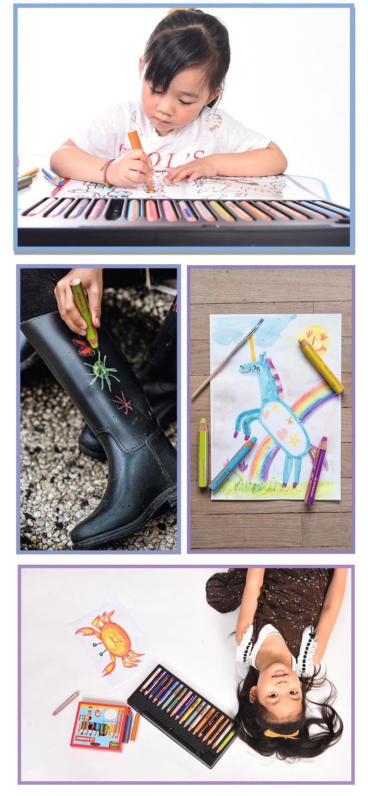 STABILO思筆樂 - 伍迪樂三合一多用途可水洗水彩粉蠟筆 6色+削筆器(含WOODY COLORING BOOK)