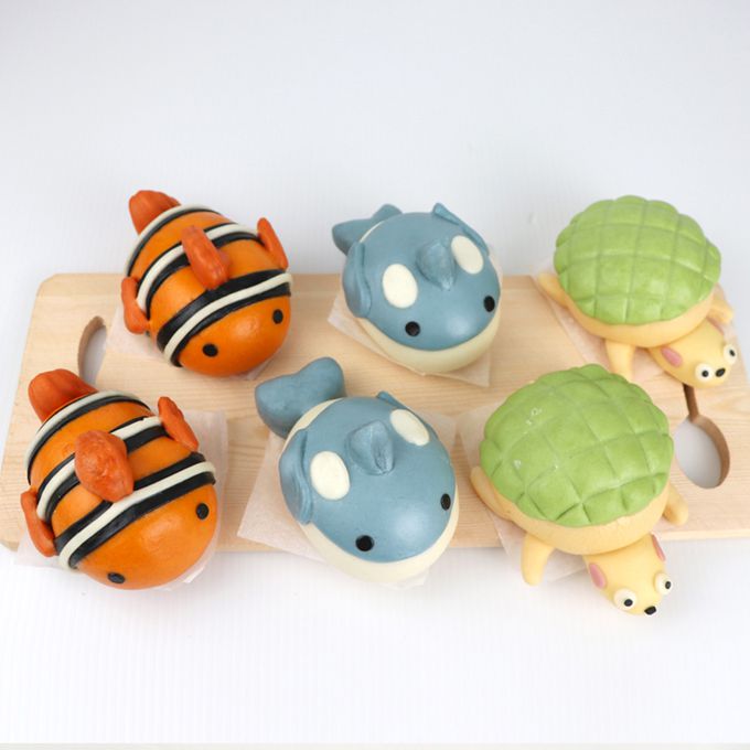 艾酷奇 - 悠游海洋 造型包子-小丑魚包子(芝麻麻吉)X2、藍虎鯨包子(紅豆麻吉)X2、烏龜(奶油綠豆沙)X2-300公克±3%(50公克X6入