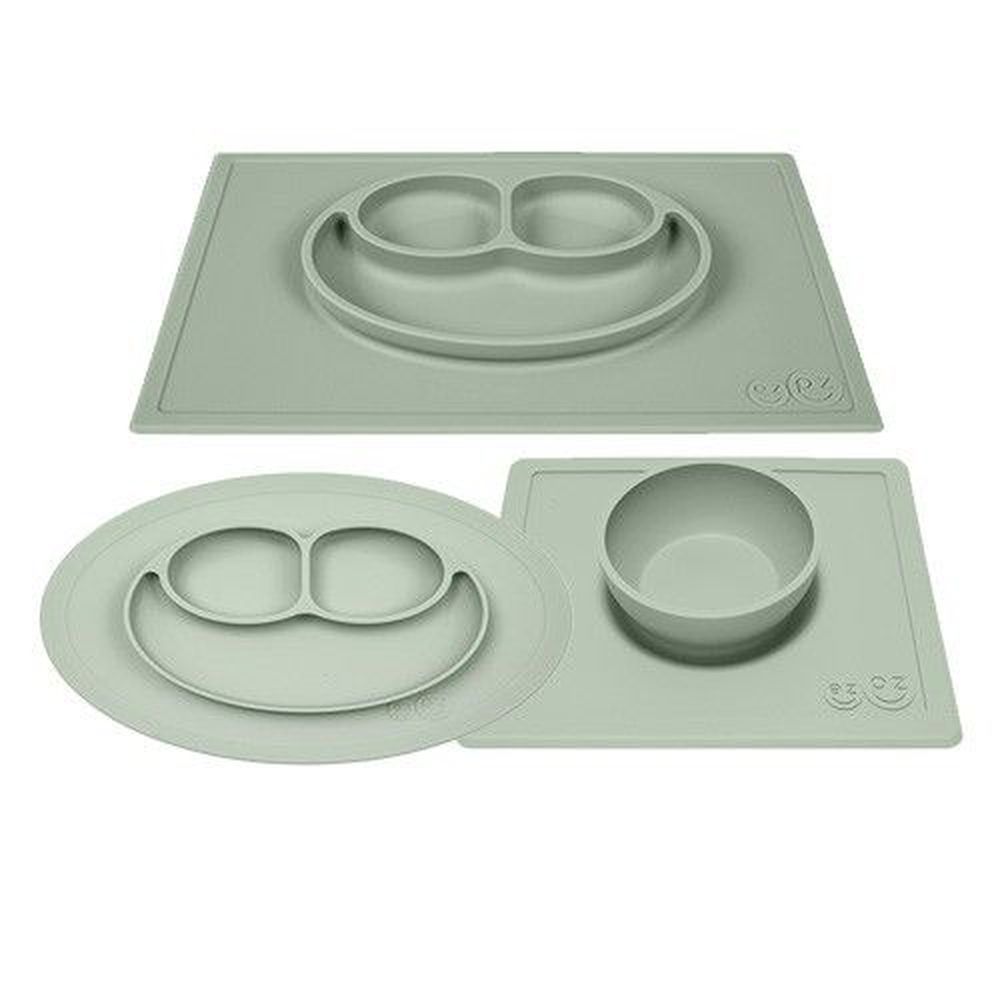 美國 ezpz - 快樂餐盤 Happy Mat+Bowl+Mini Mat-餐盤+餐碗+迷你餐盤-抹茶綠