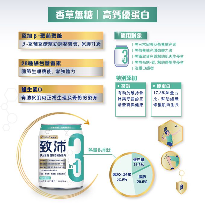 美強生 - 致沛高鈣優蛋白_成人三合一多元素營養飲237mlx24(香草無糖)