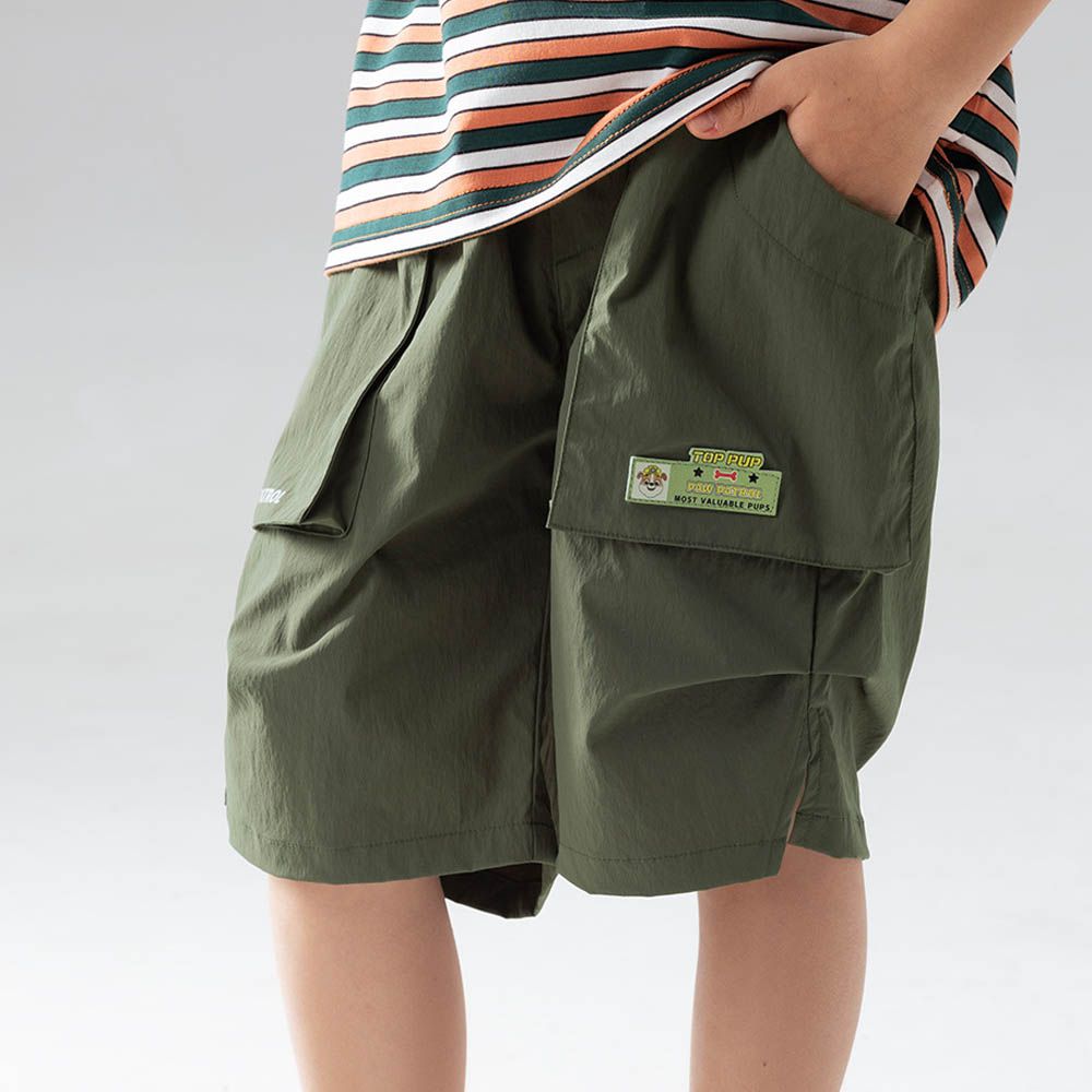 卡通汪汪隊抗靜電休閒五分褲-卡通人物小礫-軍綠