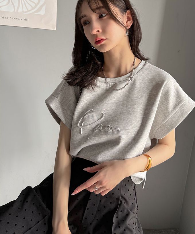 日本 Classical Elf - Java 低調logo印花寬短袖上衣-淺米棕