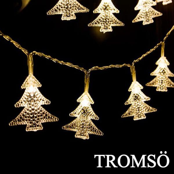 TROMSO - 松樹燈串/聖誕燈飾/耶誕掛飾配件-超值2入組-LED電池盒式-暖黃光 (約300cm)-一串20燈/約80g