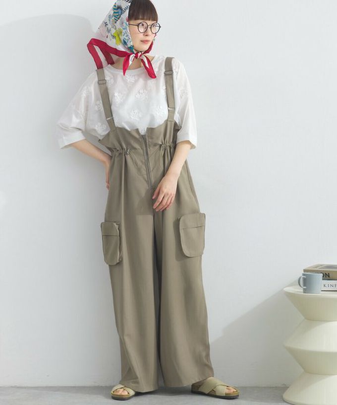 日本 Lupilien - 柔軟可愛抽繩束腰工裝風吊帶褲-粉紅