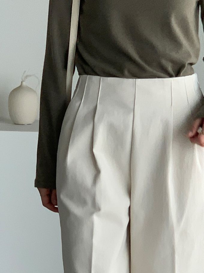 韓國女裝連線 - 百搭中領混羊毛長袖上衣-灰軍綠 (FREE)