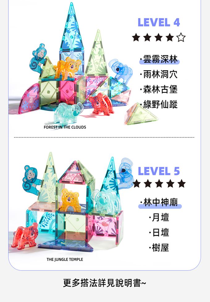 MiDeer - 多彩透光磁力片-動物叢林(40PCS)