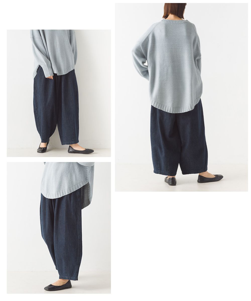 日本 OMNES - 繭型舒適休閒寬褲-一般款-卡其