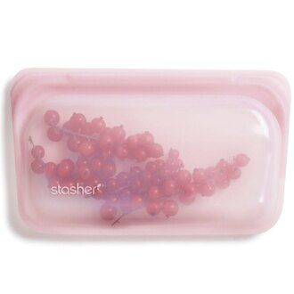 美國 Stasher - 食品級白金矽膠密封食物袋-Snack長型-玫瑰石英粉 (293ml)
