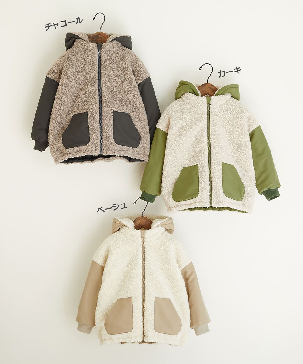 日本 devirock - 4WAY絨毛/桃皮連帽羽絨外套(可機洗)-炭黑x棕