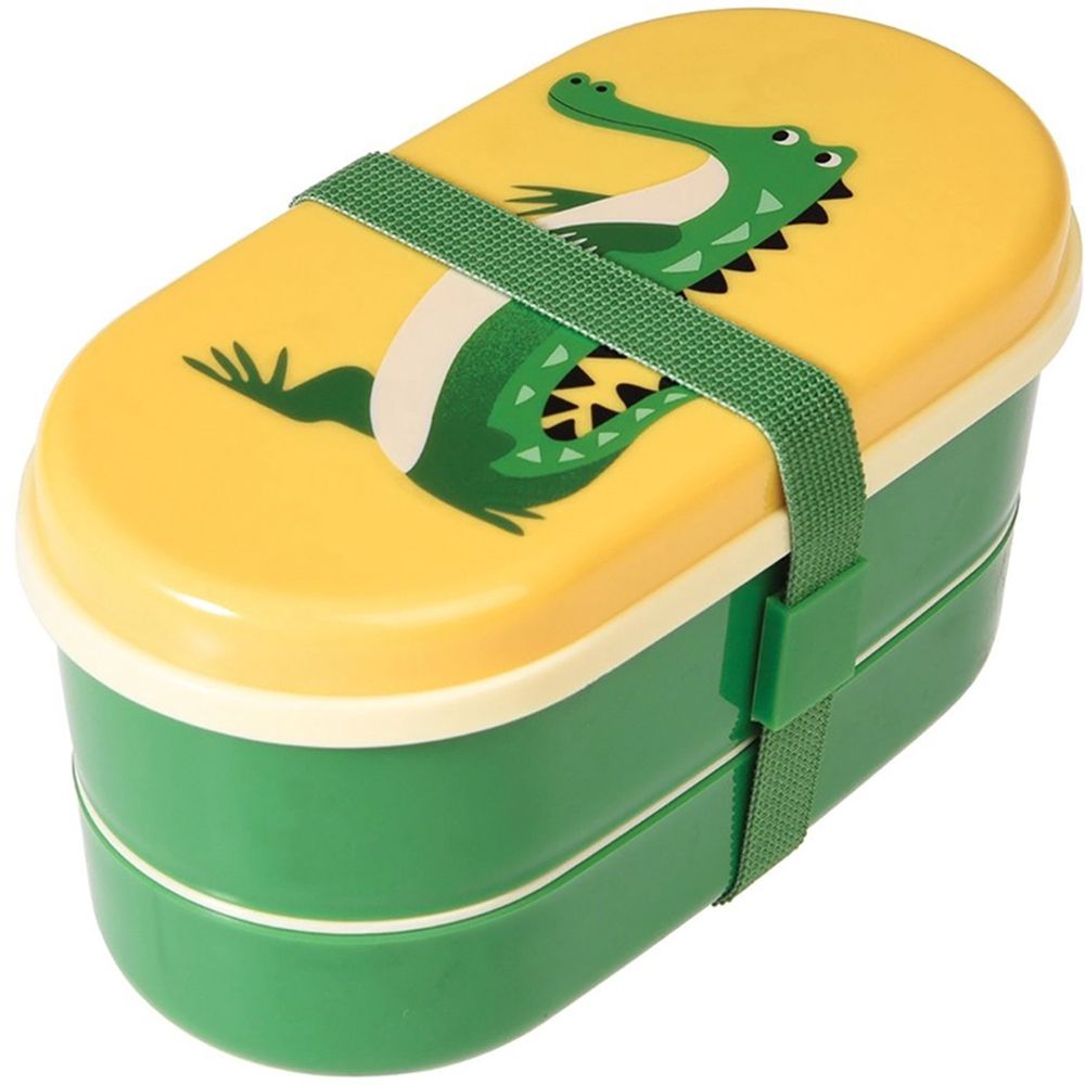 英國 Rex London - 圓形三層午餐盒/便當盒/野餐盒(附3入餐具)-淘氣鱷魚