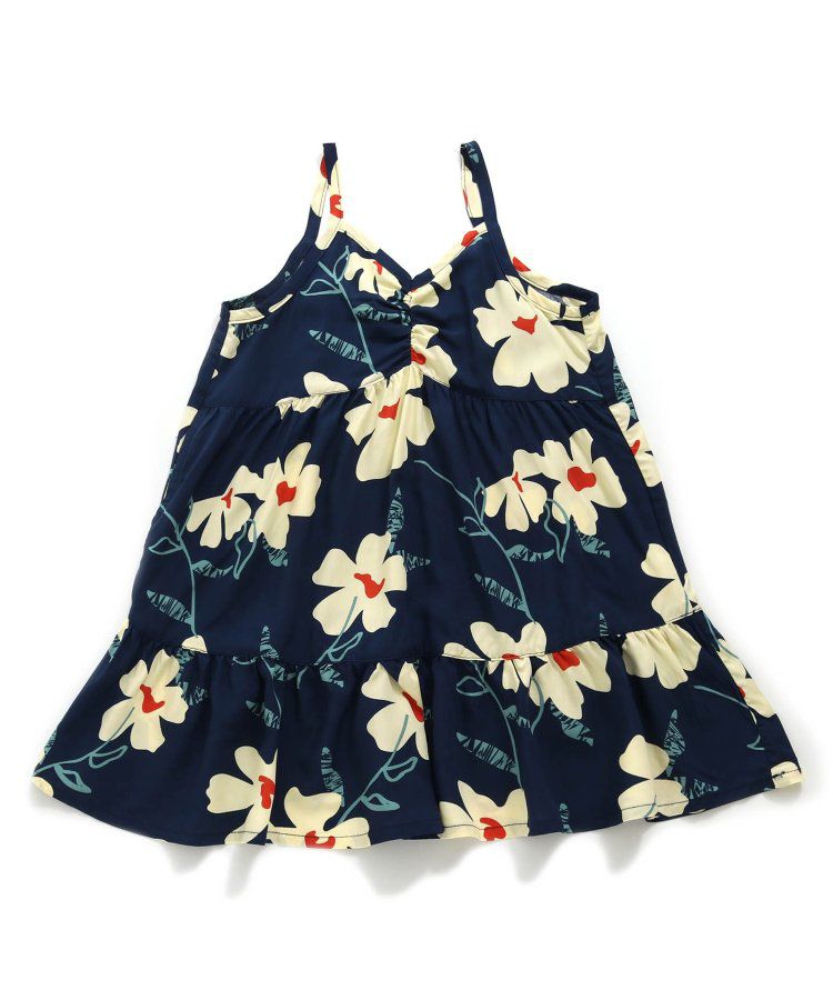 日本 BREEZE - Aloha夏日風格吊帶裙-大白花-海軍藍