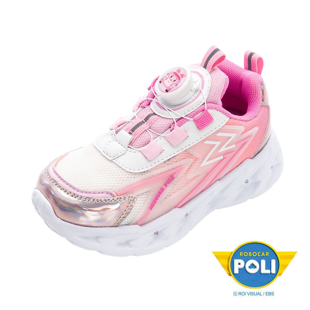 童鞋 輕量旋轉扣電燈運動鞋 POKX54523-透氣網布設計，排汗乾爽-粉紅-(中大童段)
