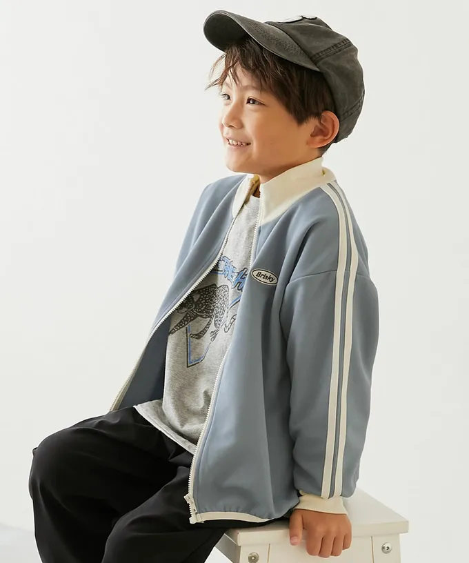 日本 devirock - 小立領側線條運動風夾克-象牙白