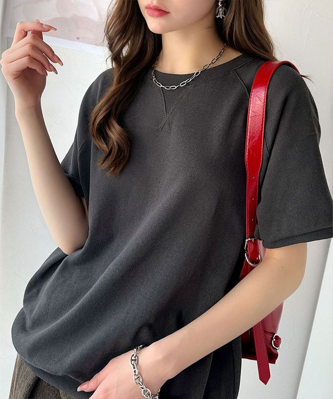 日本 Classical Elf - 前後2way復古標語印花五分袖上衣-燕麥