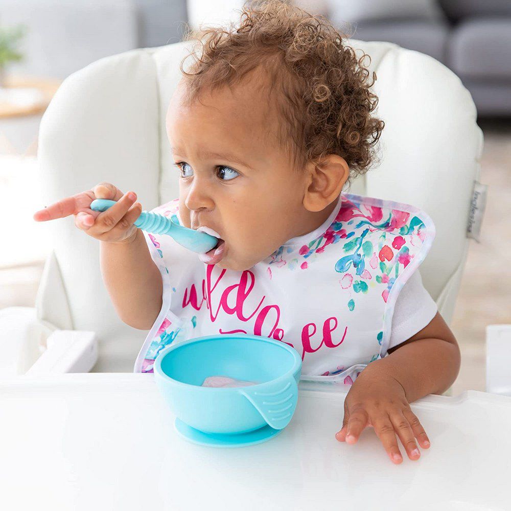 寶寶矽膠餐碗組-水藍