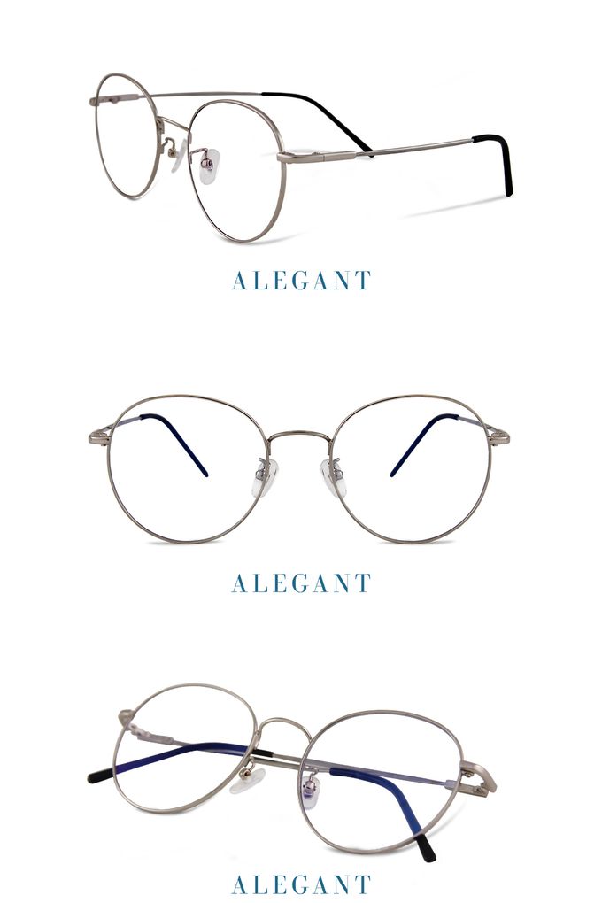 ALEGANT - 韓風私服穿搭輕量典匠銀橢圓細框光學記憶鏡腳UV400濾藍光眼鏡