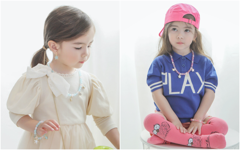 韓國 Babyblee - 串珠手鏈-星星宇宙-粉紅