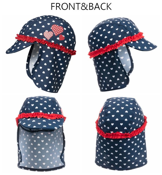 德國Playshoes - 抗UV防曬水陸兩用遮頸帽-愛心