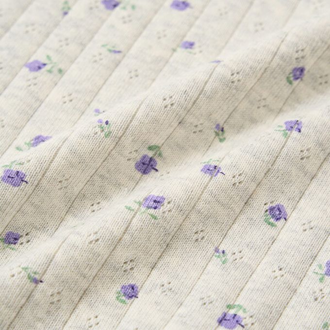 日本 Lycee mine - 100%棉 印花蕾絲滾邊短袖上衣-薄荷綠