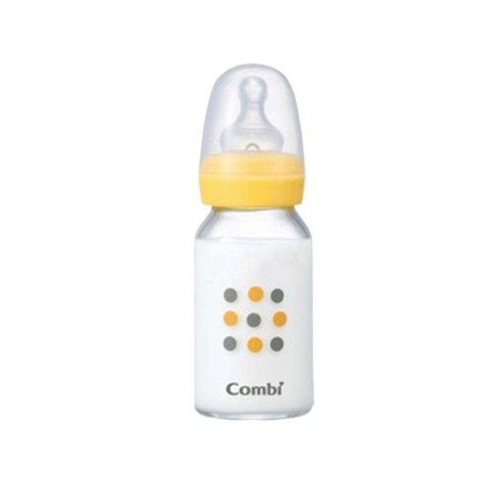 日本 Combi - 標準玻璃奶瓶-黃-120ml