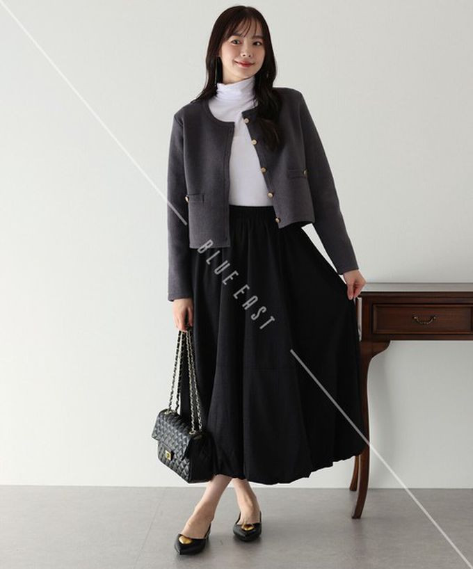 日本 BLUE EAST - 柔軟輕盈感立體澎澎氣球長裙-黑