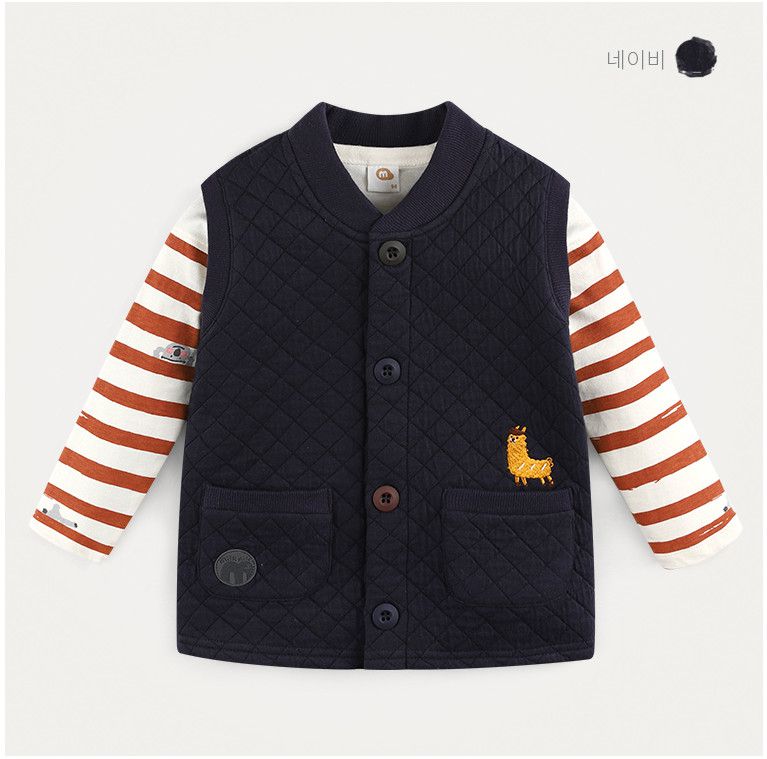 韓國 milk mile - 衍縫鋪棉鈕扣背心-駱馬-灰