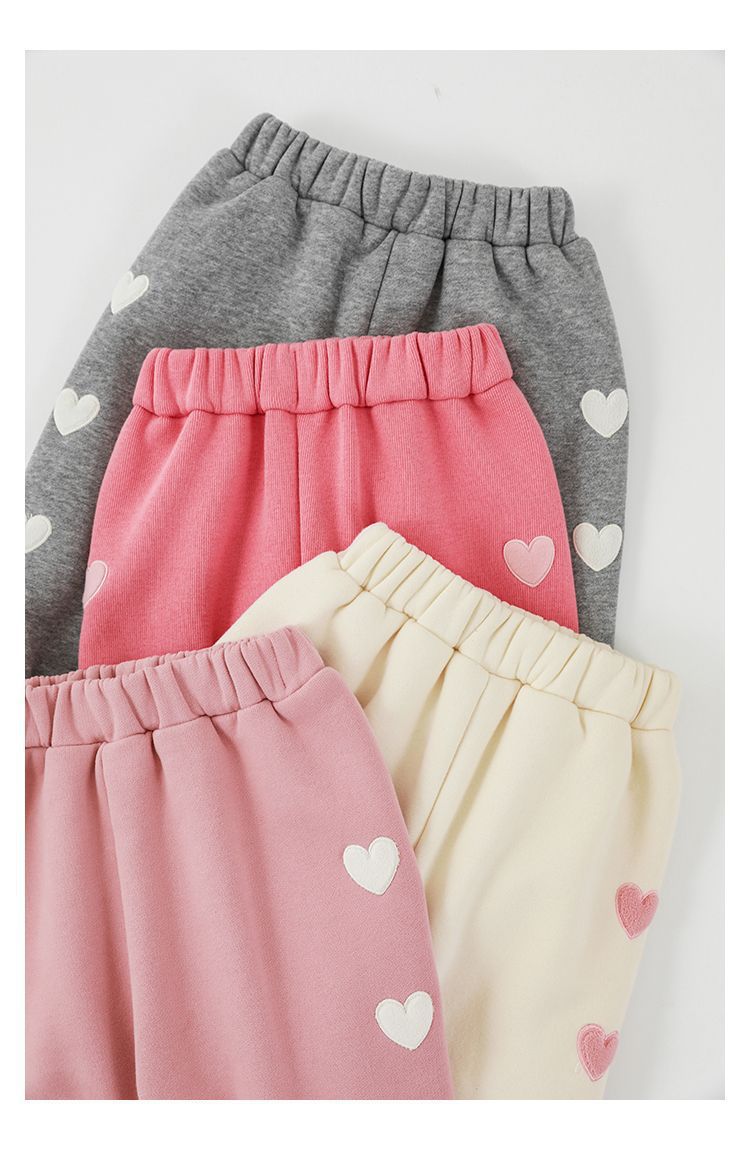 TONGMO - 腰鬆緊運動束口長褲-側邊愛心-桃粉色