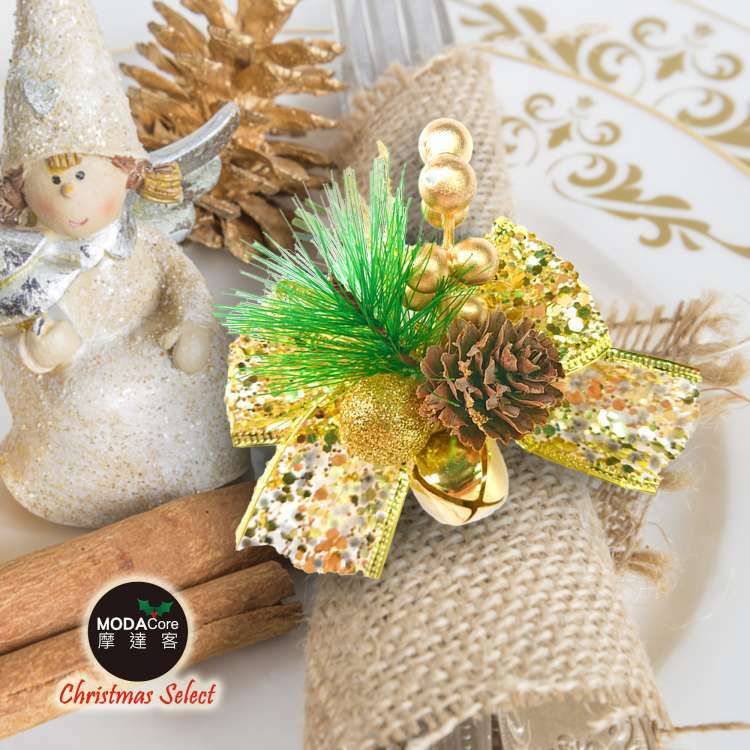 MODACore 摩達客 - 9cm聖誕派對裝飾金色蝴蝶結六入組-禮物包裝適用