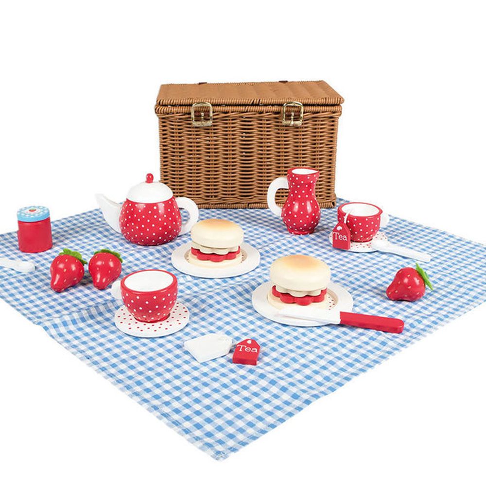 英國 JoJo Maman BeBe - 家家酒/角色扮演玩具_實木系列-草莓野餐組