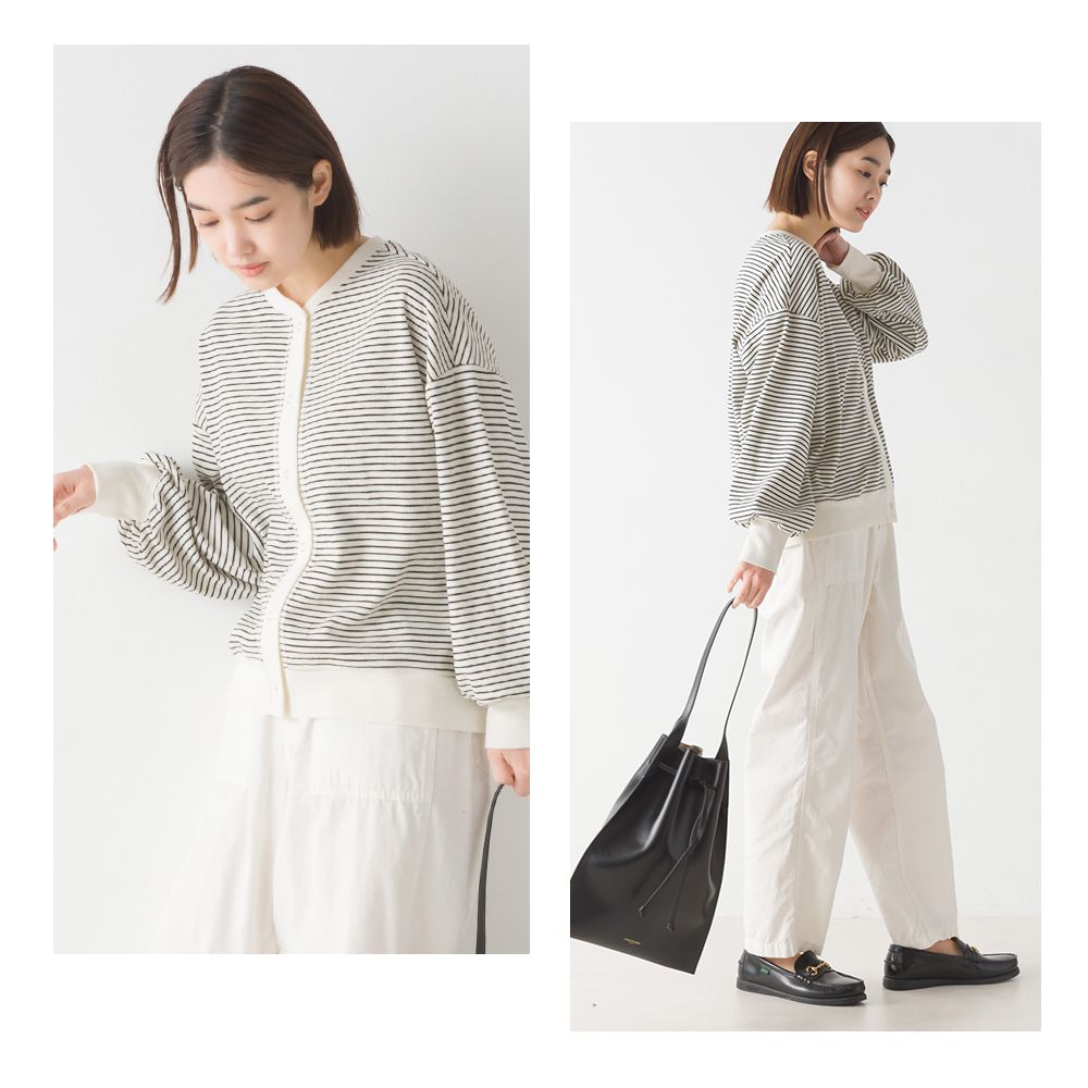 日本 OMNES - 柔美小V領澎澎袖薄外套-橄欖綠