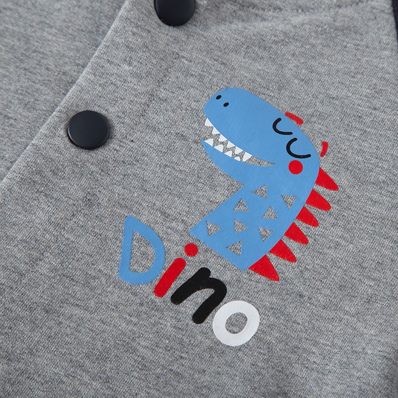 純棉立體造型拼色外套-恐龍寶寶-深藍+灰