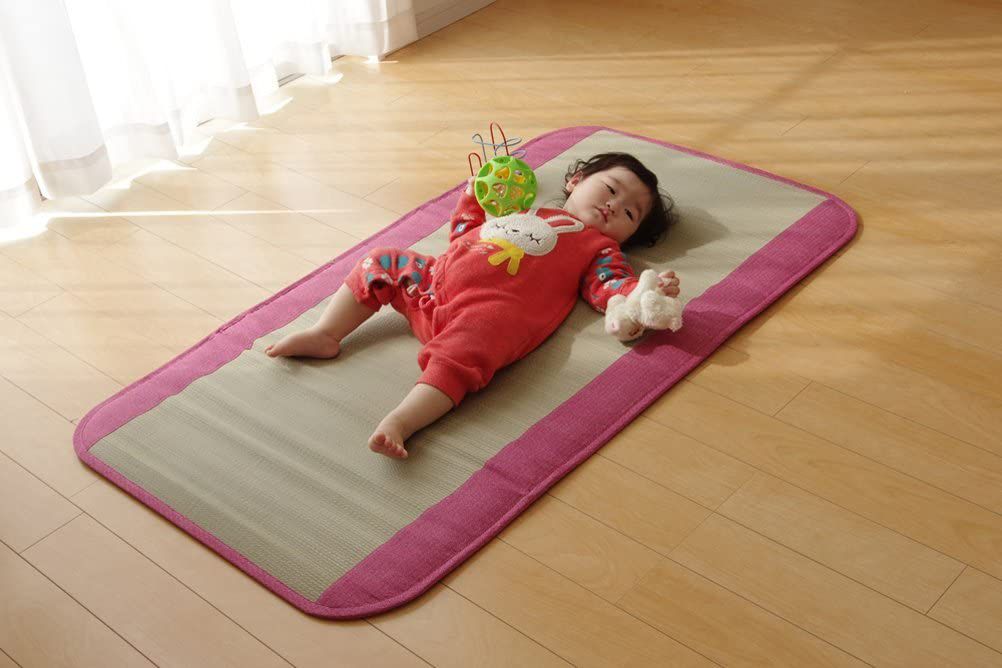 日本池彥 - 抗菌除臭濕度調節 藺草兒童床墊-狸-咖啡 (70x140cm)