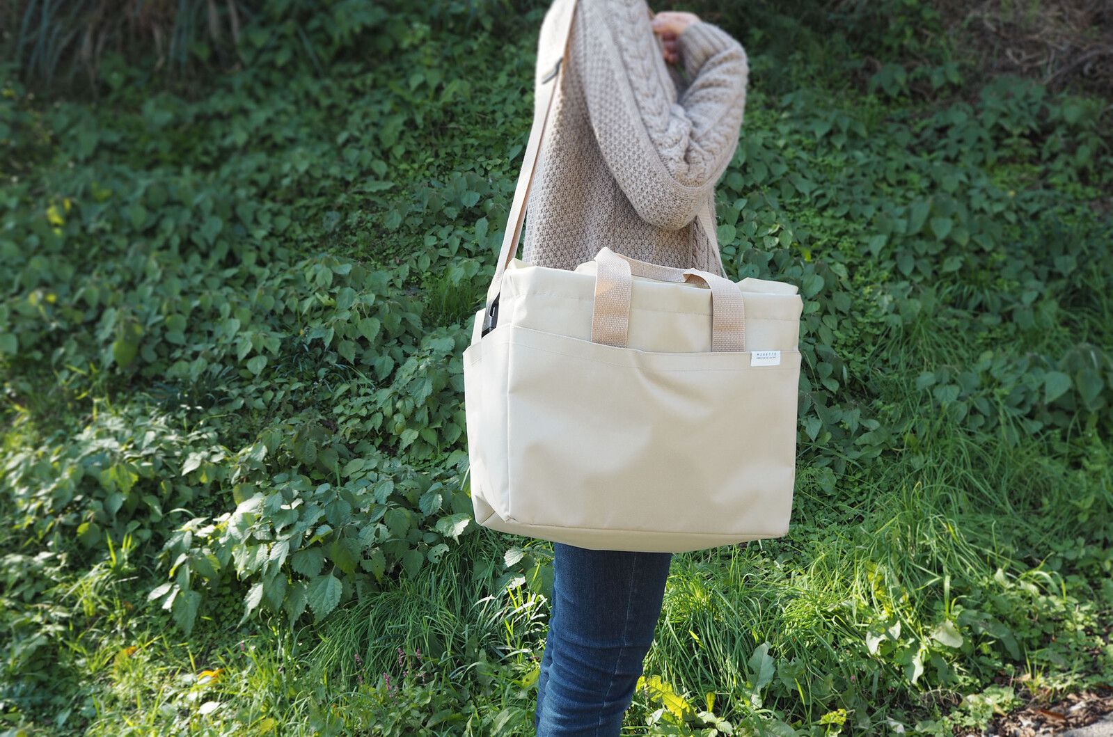 日本 Big Bee - 保冷購物袋(可裝購物籃)-杏-20L