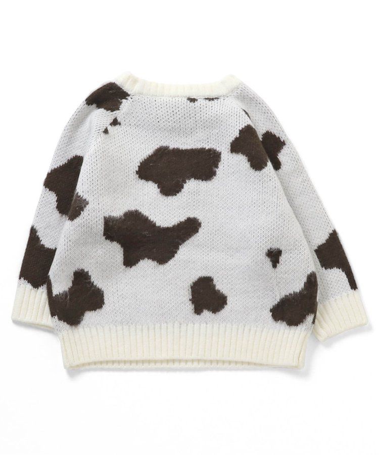 日本 BREEZE - 動物印花柔軟針織毛衣-白色乳牛