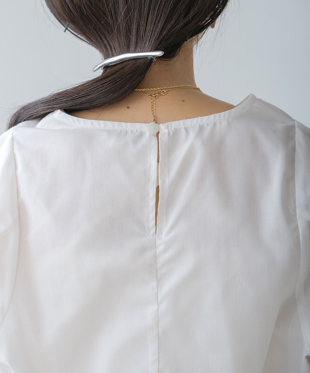 日本 Bab - 圓領百搭氣球袖上衣-淺綠