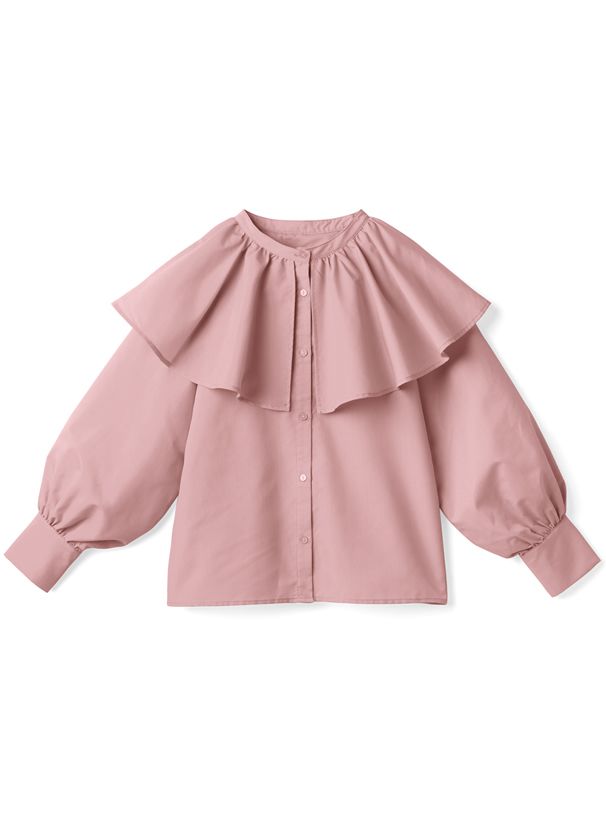 日本 GRL - 甜美翻領燈籠袖襯衫-天使白