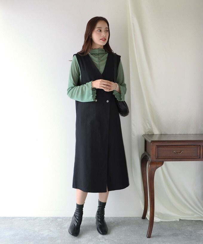 日本 BLUE EAST - 百搭木耳捲邊長袖上衣-白杏